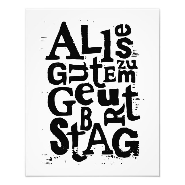 "Happy Birthday" Lino Cut Fotodruck (Vorne)