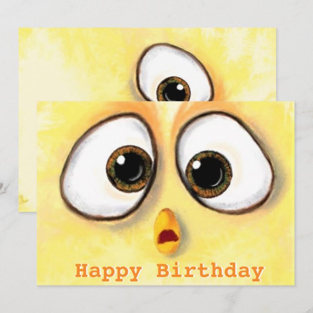 Happy Birthday - Little Chicken with Big Eyes (Vorne/Hinten)