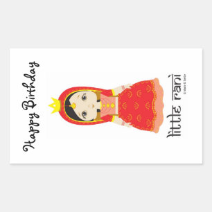 Happy Birthday Little Rani Rechteckiger Aufkleber