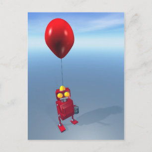 Happy Birthday Little Red Robot Postcard Postkarte