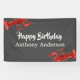 Happy Birthday Lobster Themed Gray Fun Custom Banner