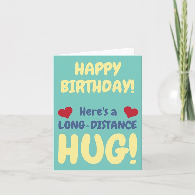 Happy Birthday Long Distance Hug Karte (Vorderseite)