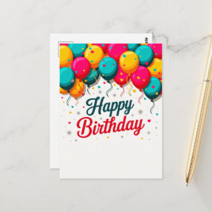 Happy Birthday Luftballon Postkarte