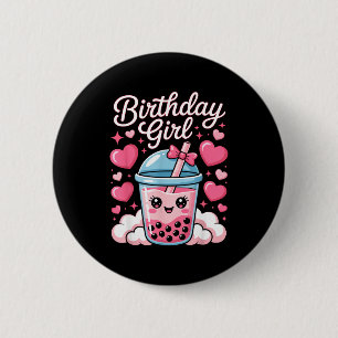 Happy Birthday Mädchen Cute Nk Bogen Bubble Boba T Button
