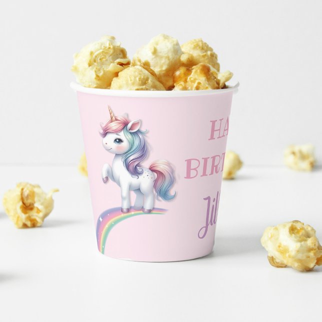Happy Birthday Magical Unicorn und Rainbow Pappbecher (Unicorn Magical Happy Birthday Paper Cup)