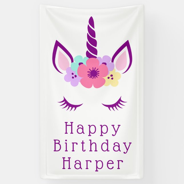 Happy Birthday | Magisches Einhorn Banner (Vertikal)