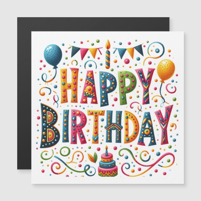 Happy Birthday Magnetkarte (Vorne/Hinten)