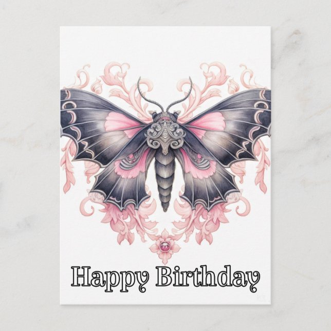 Happy Birthday Majestic Butterfly Illustration Postkarte (Vorderseite)