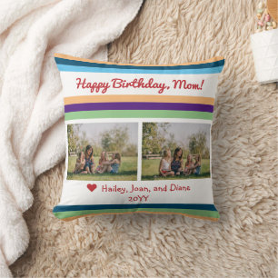 Happy Birthday Mama 2 Fotos Farbbänder machen Kissen