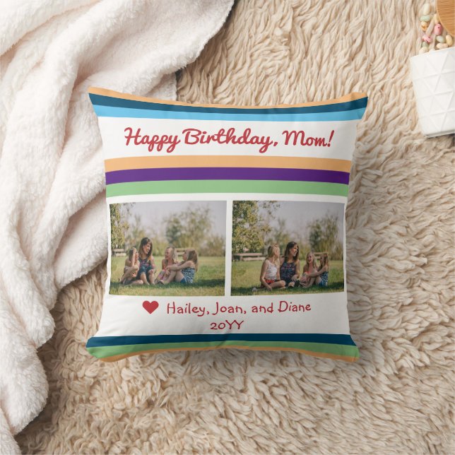 Happy Birthday Mama 2 Fotos Farbbänder machen Kissen (Decke)