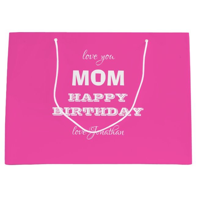 Happy Birthday MAMA Elegante Script Name Modern Große Geschenktüte (Vorderseite)