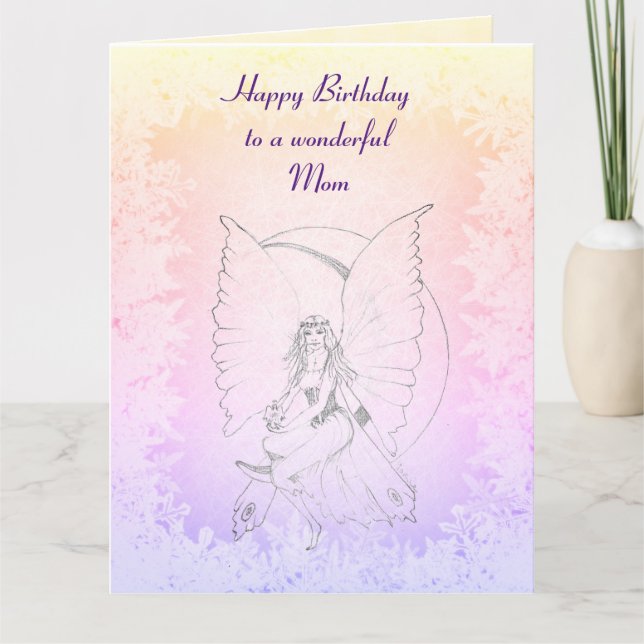 Happy Birthday Mama Fairy Design Karte (Vorderseite)