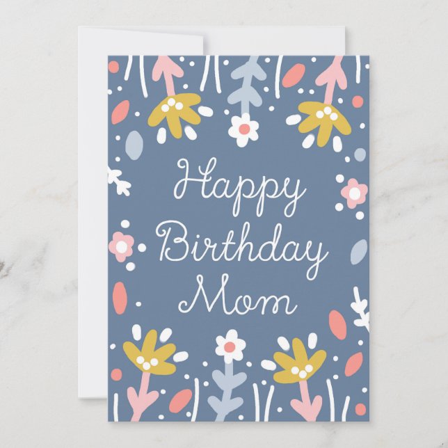 Happy Birthday Mama Floral Dankeskarte (Vorderseite)