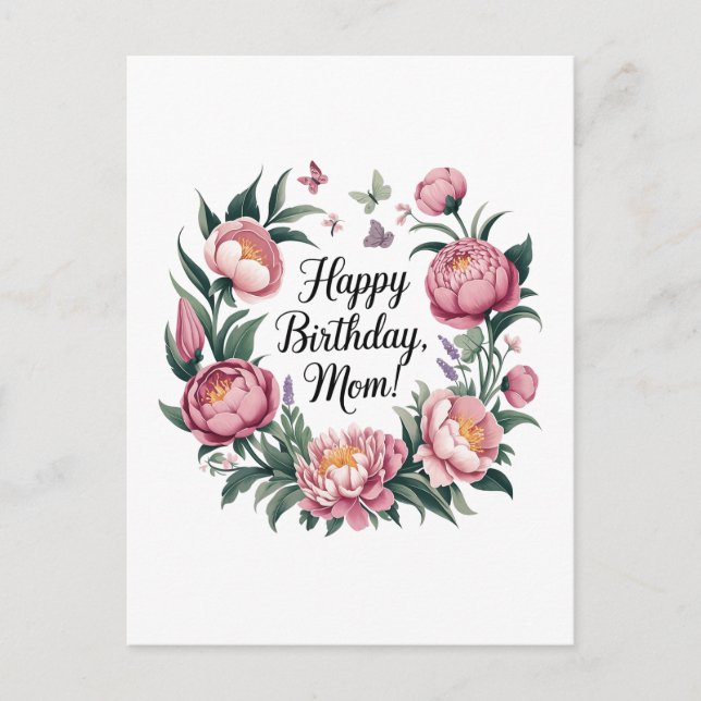 Happy Birthday Mama Floral Design Postkarte (Vorderseite)