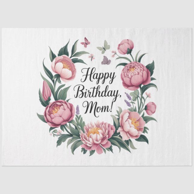 Happy Birthday Mama Floral Design Seidenpapier (Vorderseite)
