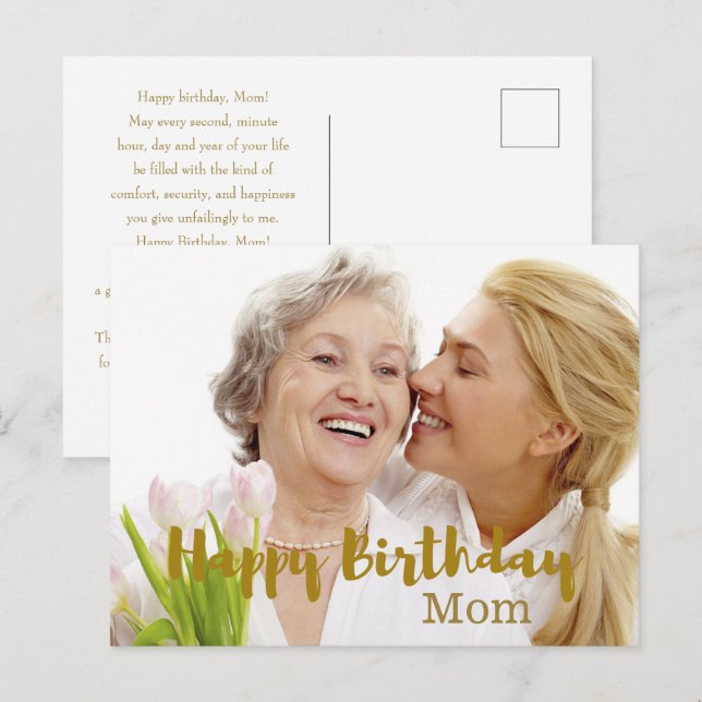 Happy Birthday Mama Foto Card Postkarte (Vorne/Hinten)