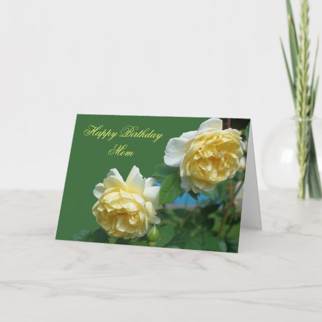 Happy Birthday Mama Gelbe Rosen Blume Fotokarte Karte (Vorderseite)