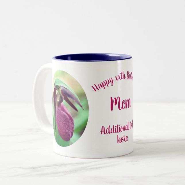 Happy Birthday Mama Lady Slipper Personalisiert Zweifarbige Tasse (Vorderseite Links)