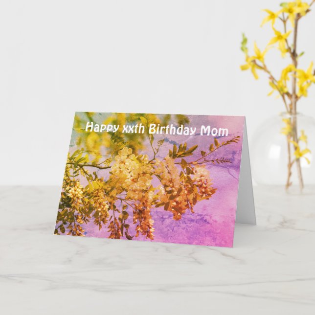Happy Birthday Mama Locust Blume Art Card Karte (Gelbe Blume)