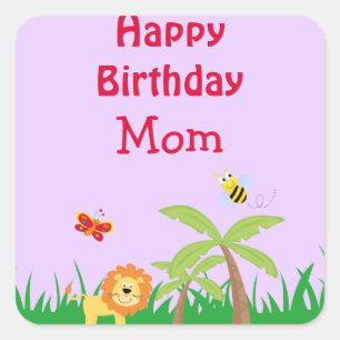 Happy Birthday Mama Quadratischer Aufkleber