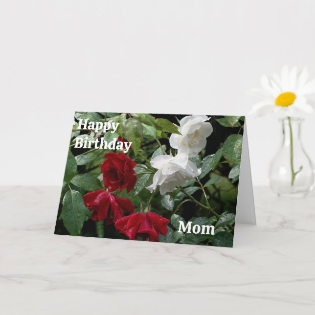 Happy Birthday Mama Rote Rosen Blume Karte (Kleine Pflanze)