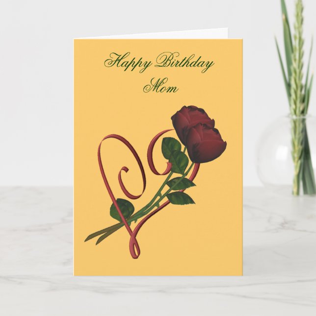 Happy Birthday Mama Rote Rosen Herzkarte Karte (Vorderseite)