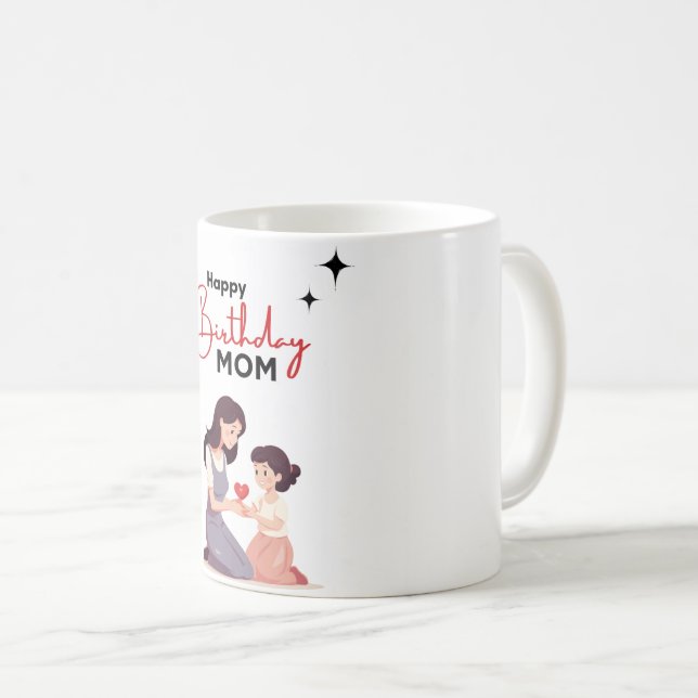 Happy Birthday Mama Tasse - Elegantes Blumendesign (VorderseiteRechts)