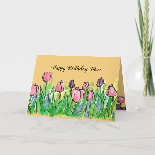 Happy Birthday Mama Tulip Garden Karte (Vorderseite)