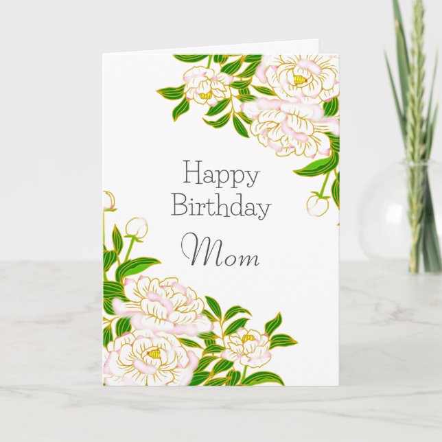 Happy Birthday Mama Weiße Blume Karte (Vorderseite)