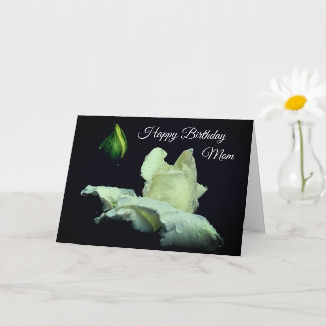 Happy Birthday Mama White Rosenknospe Blume Karte (Kleine Pflanze)