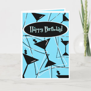 Happy Birthday Martini in Blue Karte