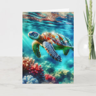 Happy Birthday   Meeresschildkröten schwimmen Karte