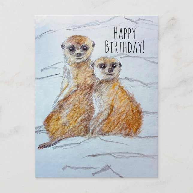 Happy Birthday Meerkat Wildlife Animals Postkarte (Vorderseite)