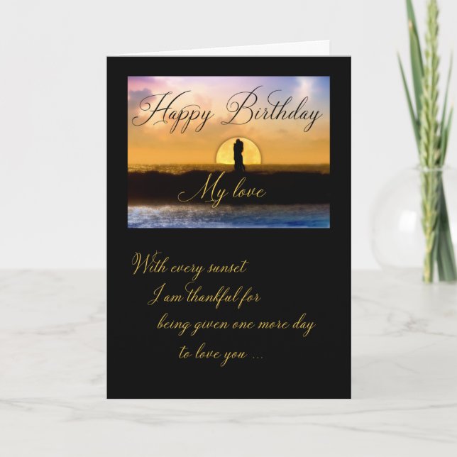 Happy Birthday Meine Liebe Sunset Couple Karte (Vorderseite)