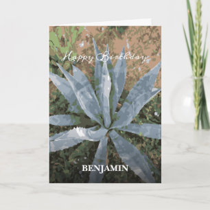 Happy Birthday Men Watercolor Pflanze personalisie Karte