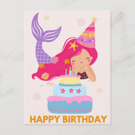 Happy Birthday Mermaid Postcard Postkarte