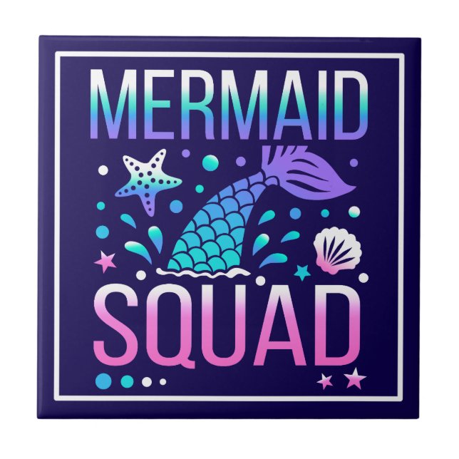 Happy Birthday Mermaid Squad-68296 Fliese (Vorderseite)