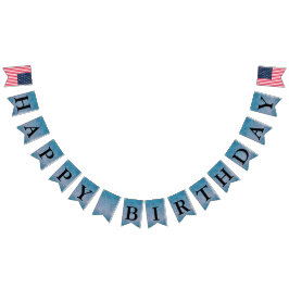 Happy Birthday Message Paisley Blue Wimpelkette