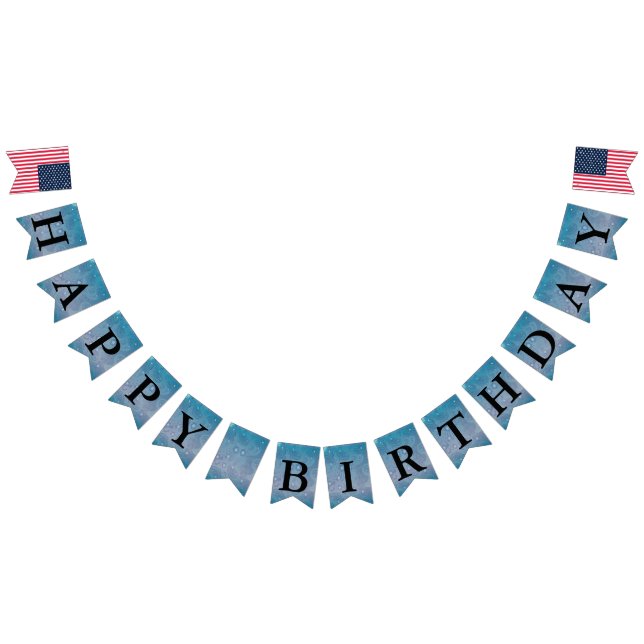 Happy Birthday Message Paisley Blue Wimpelkette (Alle)