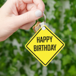 Happy Birthday Metal Square Schlüsselanhänger