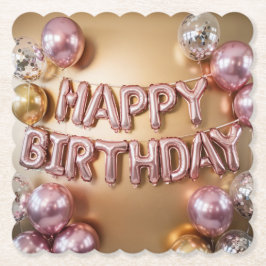 Happy Birthday Metallic Balloons Untersetzer Set