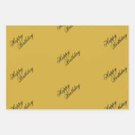 Happy Birthday Metallic Gold Wrapping Paper Sheets Geschenkpapier Set