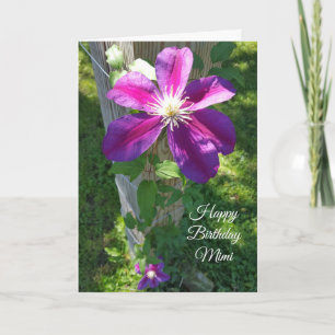 Happy Birthday Mimi Lila Blume Clematis Karte