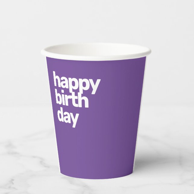 Happy Birthday minimale moderne Party Pappbecher (Vorderseite)
