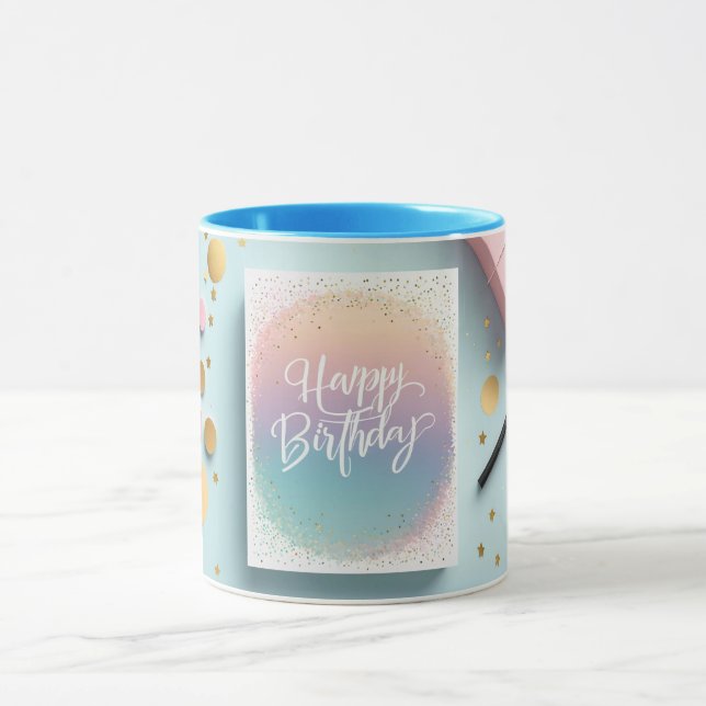 Happy Birthday Minimalistisch Chic Style Tasse (Zentrum)