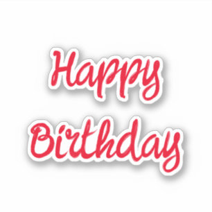 Happy Birthday Minimalistisch Red Trendy Custom Co Aufkleber