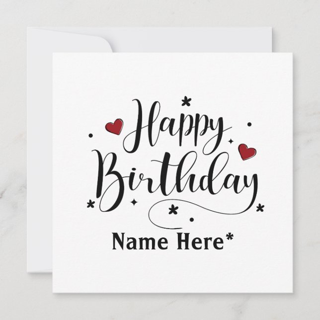 Happy Birthday Minimalistisch Typografie Kalligraf (Vorderseite)