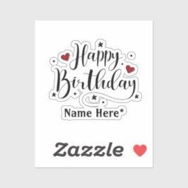 Happy Birthday Minimalistisch Typografie Kalligraf Aufkleber
