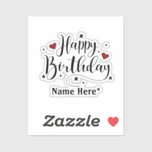 Happy Birthday Minimalistisch Typografie Kalligraf Aufkleber
