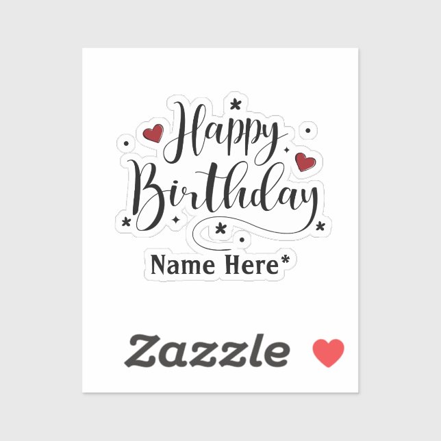 Happy Birthday Minimalistisch Typografie Kalligraf Aufkleber (Blatt)